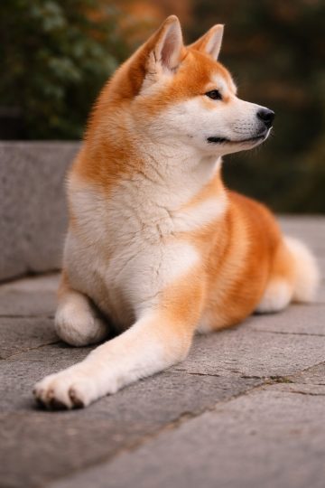 Akita Inu Sitting with Paw Forward Grounded Pose