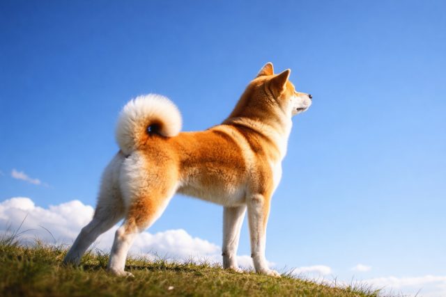 Akita Inu Sky Minimal Low Angle Hero Shot
