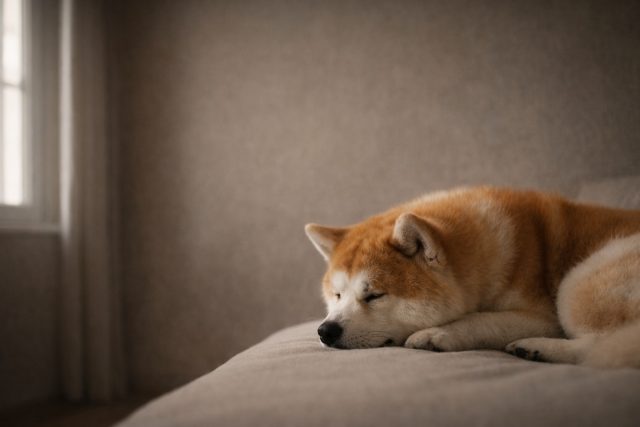 Akita Inu Sleepy Indoor Scene with Soft Window Light