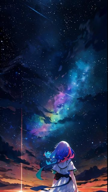 Anime Sky Aurora Galaxy Gaze Wallpaper