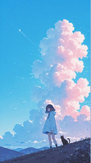 Anime Sky Blue Cloud Column Wallpaper