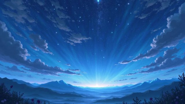Anime Sky Blue Dawn Rays Wallpaper