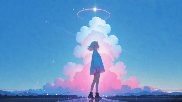 Anime Sky Celestial Cloud Tower Wallpaper