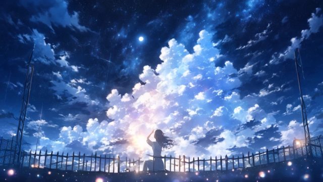 Anime Sky Cloud Cathedral Night Wallpaper