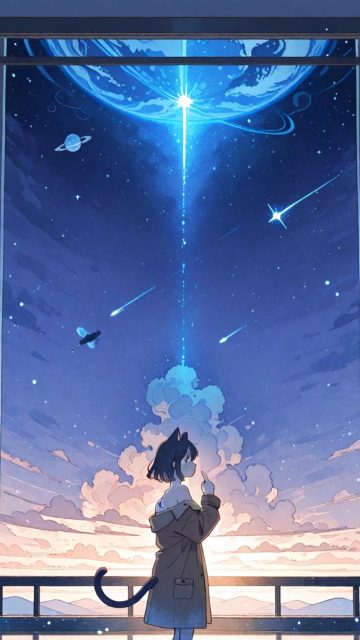 Anime Sky Cosmic Beacon Night Wallpaper