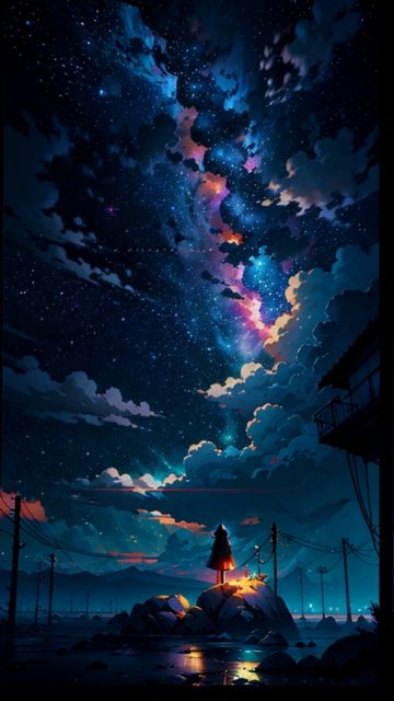 Anime Sky Cosmic Storm Canyon Wallpaper