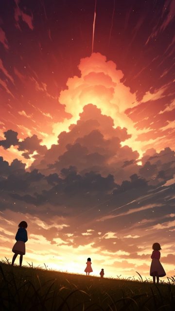Anime Sky Fiery Cloud Sunset Wallpaper