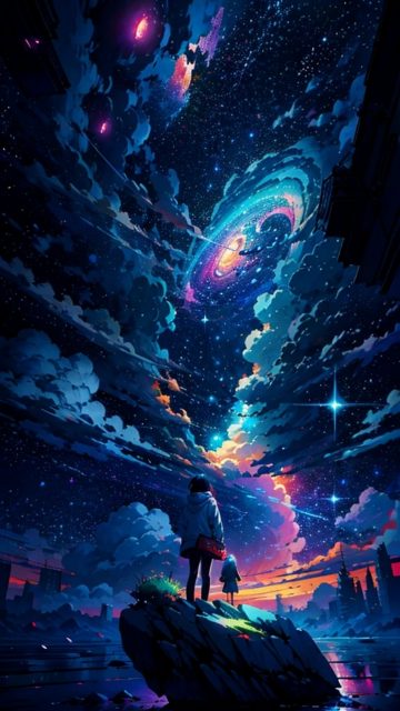 Anime Sky Galaxy Vortex Horizon Wallpaper