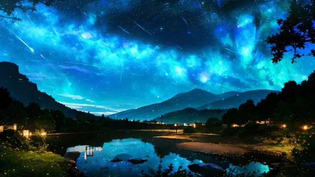 Anime Sky Milky Way Lakeside Wallpaper