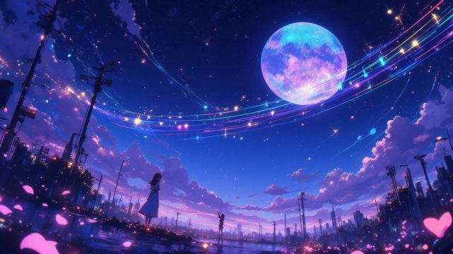 Anime Sky Moonlit Dreamscape Wallpaper