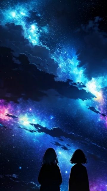 Anime Sky Nebula Night Companions Wallpaper