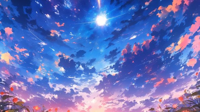Anime Sky Radiant Blue Clouds Wallpaper