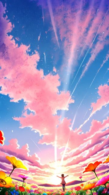 Anime Sky Radiant Cloud Rays Wallpaper