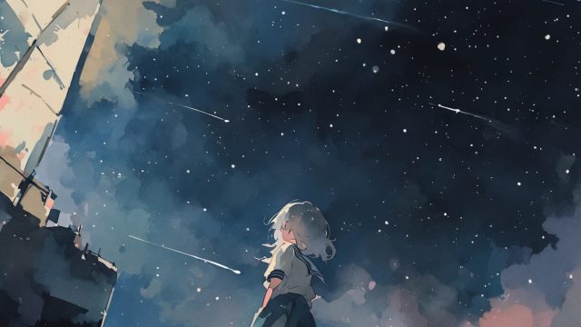 Anime Sky Starlit Cloud Canopy Wallpaper