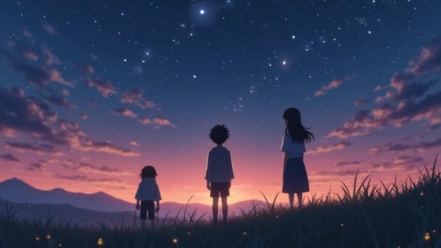 Anime Sky Starry Horizon Friends Wallpaper