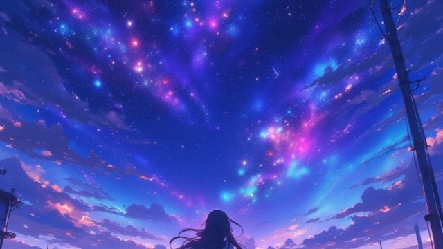 Anime Sky Violet Nebula Vista Wallpaper