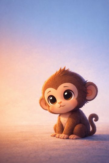 Baby Monkey Clean Gradient Background Wallpaper