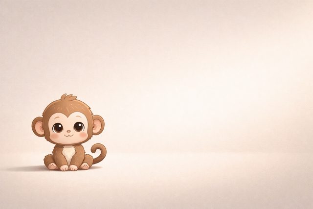 Baby Monkey Cute Flat Pastel Wallpaper