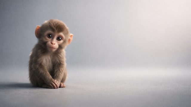 Baby Monkey Minimal Clean Background Wallpaper