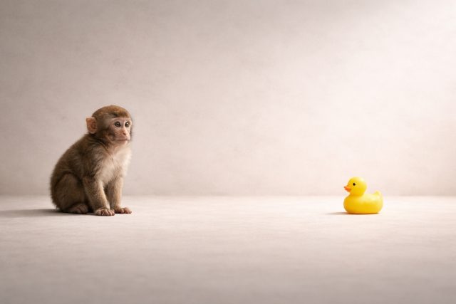 Baby Monkey Minimal Object Contrast Wallpaper