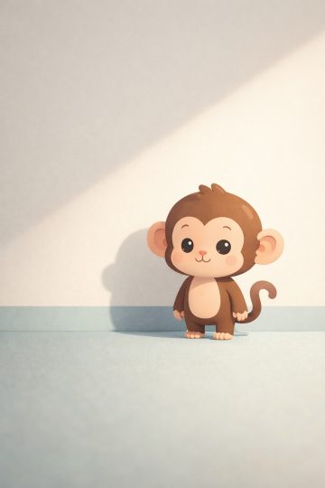 Baby Monkey Minimal Wall Shadow Wallpaper