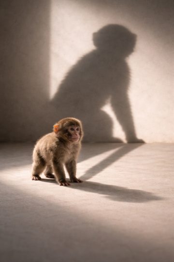 Baby Monkey Shadow Contrast Concept Wallpaper