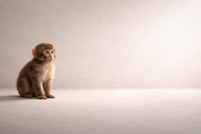 Minimal Baby Monkey Negative Space Wallpaper