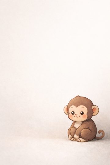 Baby Monkey Minimal Negative Space Wallpaper