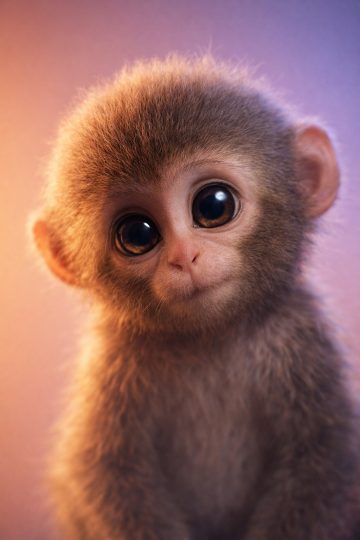 Baby Monkey Soft Gradient Light Portrait Wallpaper