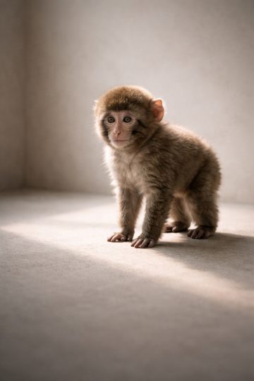 Minimal Baby Monkey Standing Soft Light Wallpaper