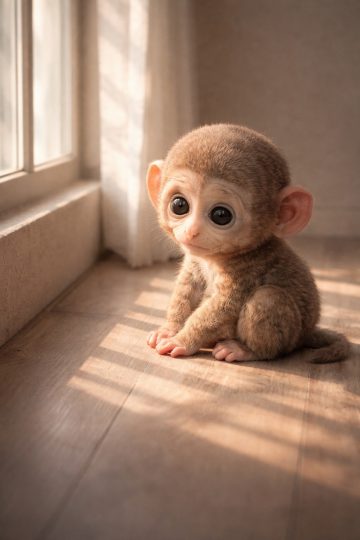 Baby Monkey Window Light Indoor Wallpaper