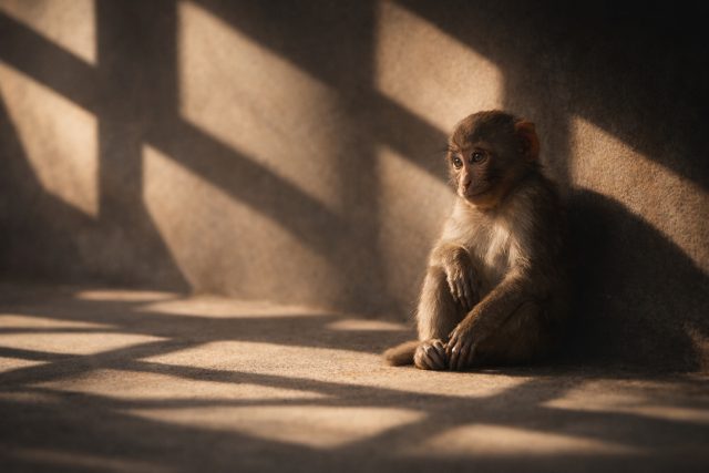 Baby Monkey Window Shadow Pattern Wallpaper