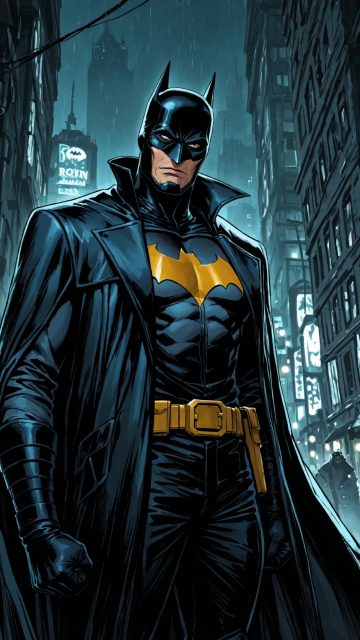 Batman in a Blue Noir Gotham Wallpaper