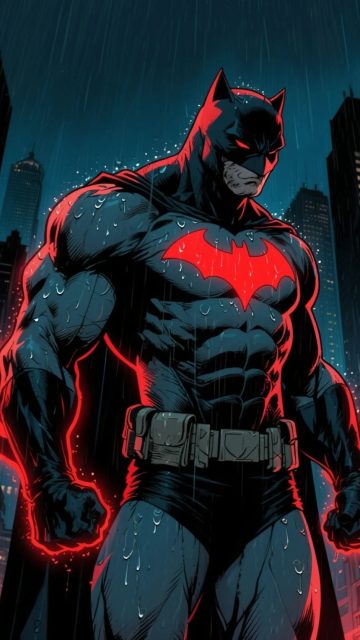 Batman in an Electric Red Night Wallpaper