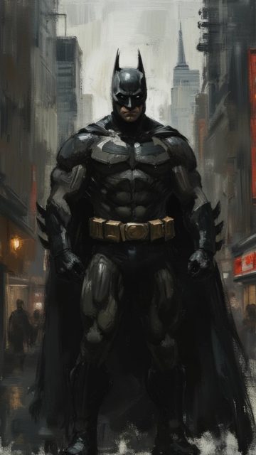 Batman Walking Through Foggy Gotham Wallpaper