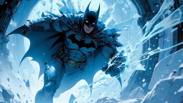 Batman Emerging Through an Icy Storm Wallpaper
