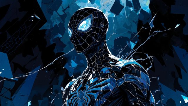 Black Suit Spider-Man in Dark Shadows Wallpaper