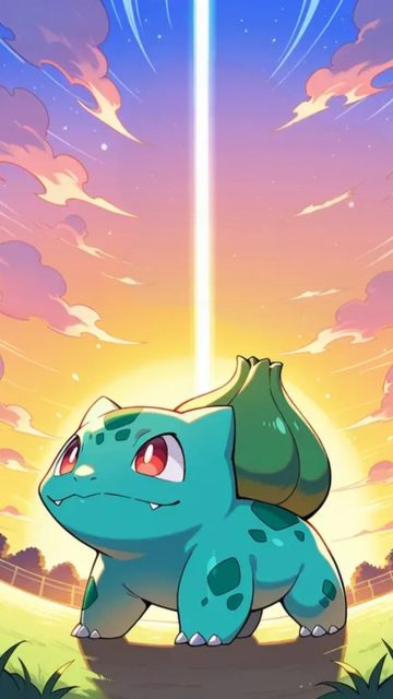 Bulbasaur Beneath a Golden Sunrise Wallpaper