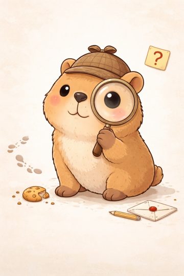 Capybara Detective Inspecting Clues With a Magnifying Glass Wallpaper