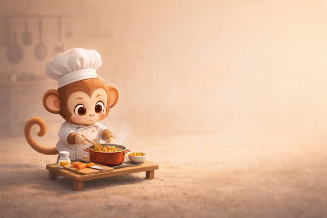 Cartoon Monkey Chef Wallpaper
