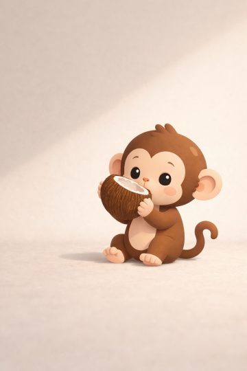 Cartoon Monkey Coconut Wallpaper