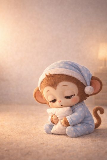 Cartoon Monkey Sleepy Cozy Wallpaper