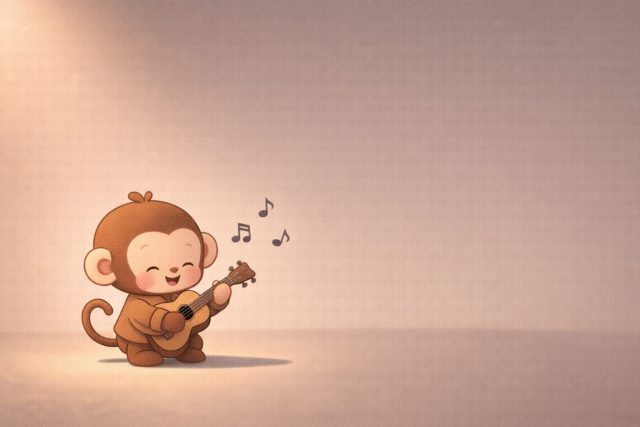 Cartoon Monkey Music Wallpaper