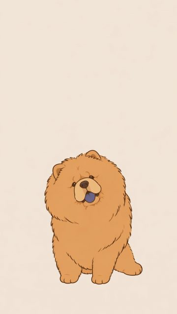 Chow Chow Minimal Cartoon Line Art Wallpaper