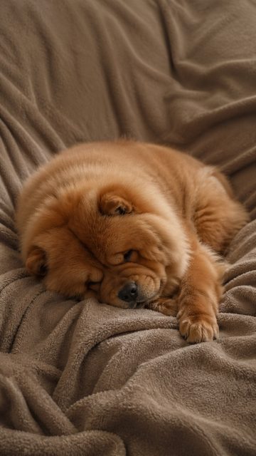 Chow Chow Sleeping on Soft Fabric Wallpaper