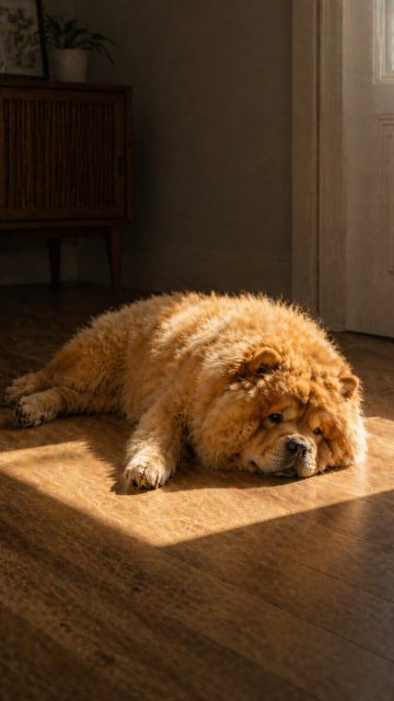Chow Chow Lying in Warm Sunlight Strip Indoors Wallpaper