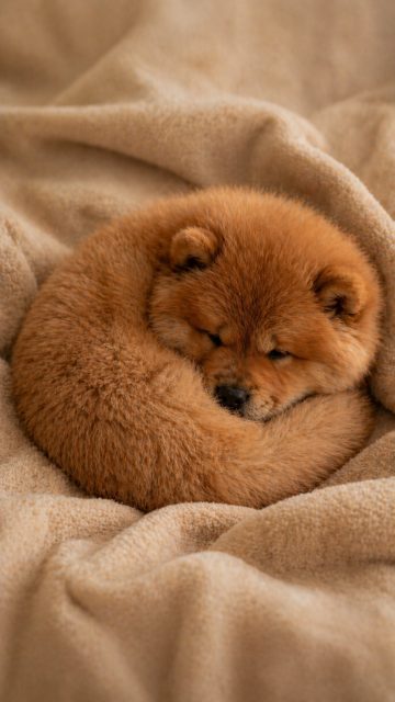 Chow Chow Puppy Curled Sleeping Close Texture Wallpaper