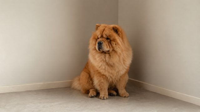 Chow Chow Sitting in Minimal Room Corner Wallpaper