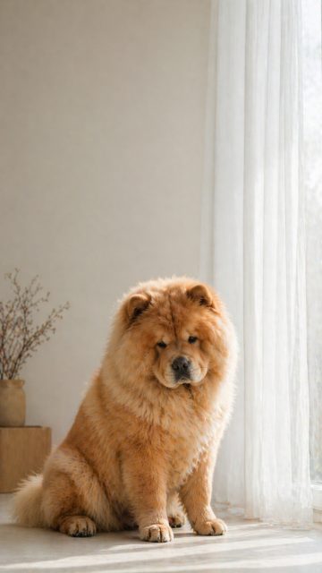 Chow Chow Sitting in Soft Window Light Wallpaper