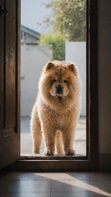 Chow Chow Standing in Doorway Frame Wallpaper